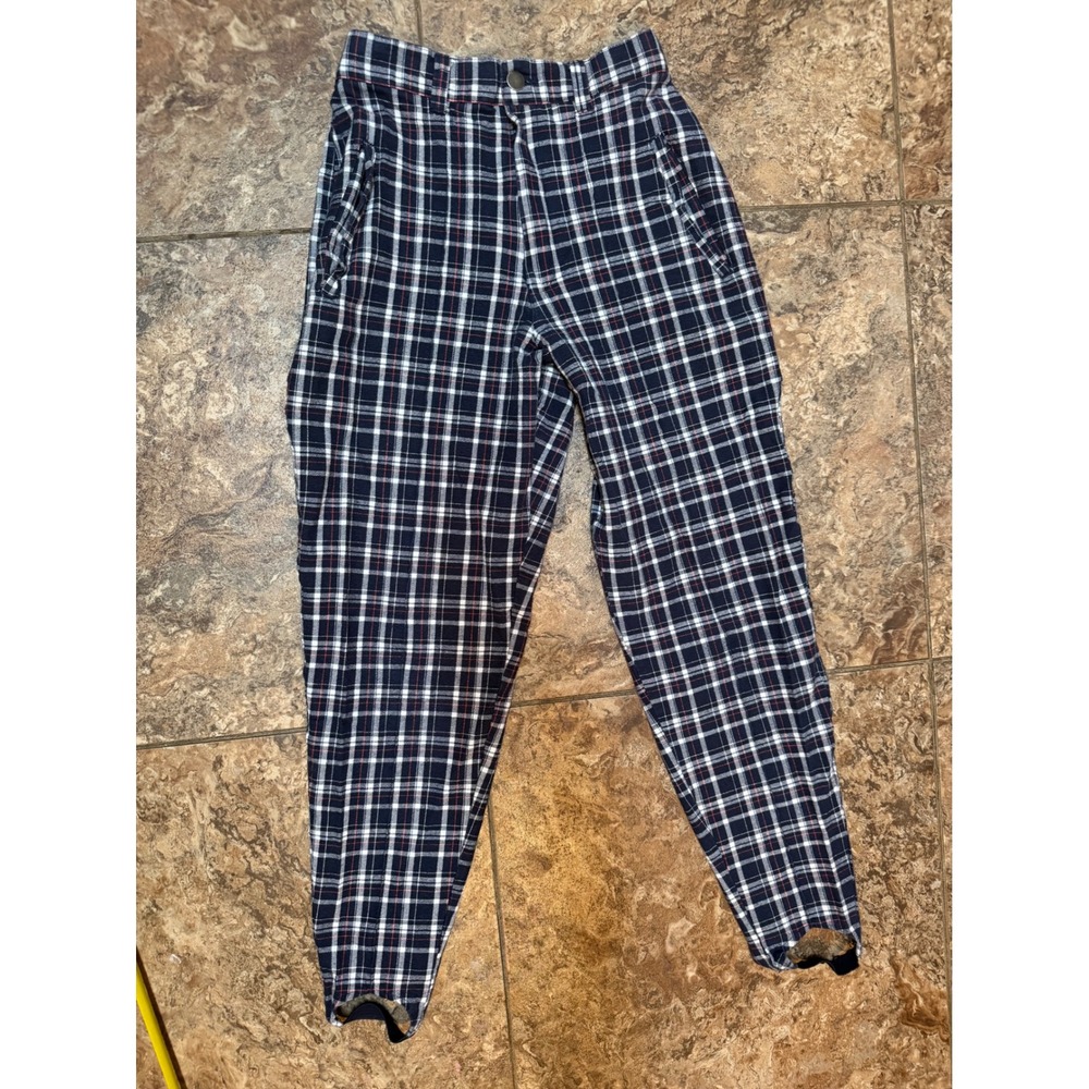 Vintage BEST American Clothing Co Plaid Stirrup Pants Navy White Red Size 7/8